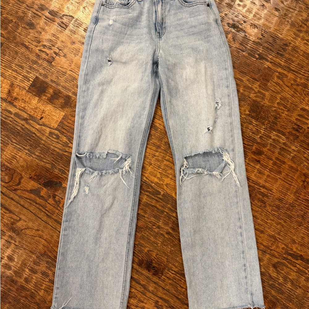 Just Black Denim / JBD Light Distressed Straight Leg Jeans